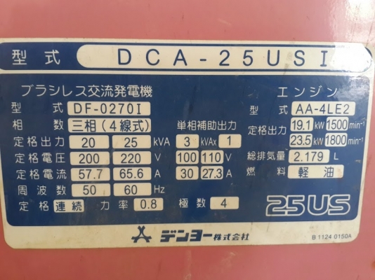 เครื่องปั่นไฟมือสอง DENYO รุ่น DCA-25USI  เครื่องสวย