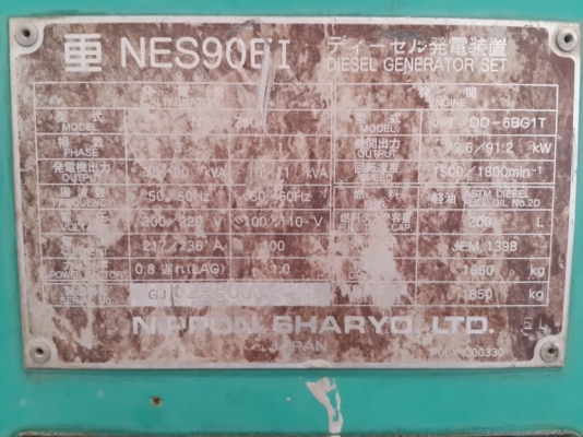 เครื่องปั่นไฟมือสอง เก่านอก NIPPON รุ่น NES-90EI #GJ029800