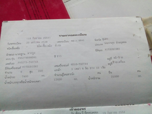 Mitsubishi FN527M-TG0744 หัวลากพร้อมหางเซมิดั๊ม 8 เมตร อู่ สามมิตร ปี 38