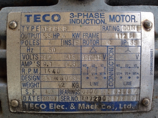 ขายโบวเวอร์ดูดฝุ่น-อากาศ Kruger มอเตอร์ Teco 5.5HP. 380V สภาพสวย วิ่งนิ่ม พร้อมใช้งาน ขายโบวเวอร์ดูดฝุ่น-อากาศ Kruger มอเตอร์ Teco 5.5HP. 380V สภาพสวย วิ่งนิ่ม พร้อมใช้งาน
