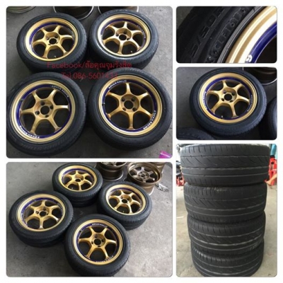 ขายล้อแม็กซ็ขอบ15 Advan RG1 หน้า6.5 4รู100 ยางปี11 ราคา 8,500฿