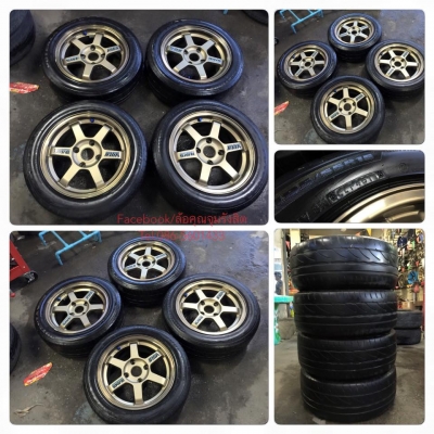 ขายล้อแม็กซ็ขอบ15 TE37 สีปีเก่า กว้าง7 4รู114 ยางปี11 ราคา 9,500฿