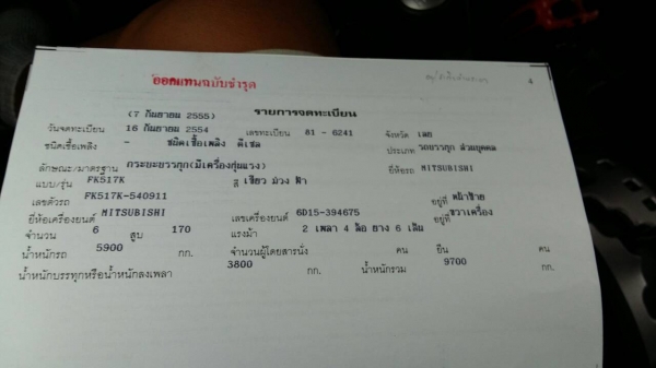 หกลัอ มิตซู FUSO FK517K--175 แรงเครน3ตัน ช่วงยาว5.70ม สภาพดีสวยจัดเดิมทั้งคัน เล่มทะเบียนพรีอมโอน ราคา 660,000บ ต่อรองได้