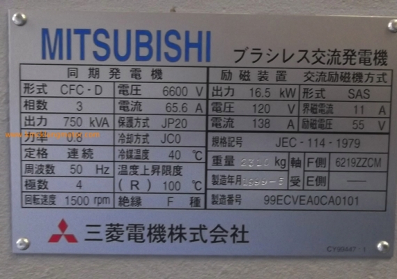 ขาย! เครื่องปั่นไฟ Komutsu Dynamo Mitsubishi 750KVA ขาย! เครื่องปั่นไฟ Komutsu Dynamo Mitsubishi 750KVA