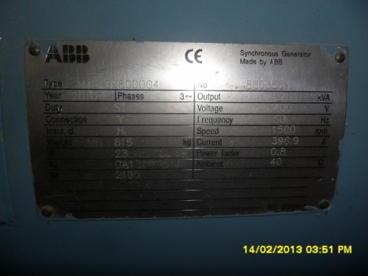 เครื่องกำเนิดไฟฟ้า 250 kVA. (200kw.) USED