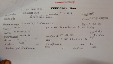 ขายหกล้อ มิตซู แครนเตอร์ รถสภาบใหม่ ป้ายแอง ติดเครนเก่าญี่ปุ่น    ninsai 2.5 v T แท้ รถห้างไทย ปี39 หัวเดิมห้าง