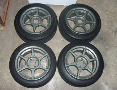 ล้อ Buddy club p1แท้ 4รู100 15x7off45 เทาเดิมสนิท ติดยาง