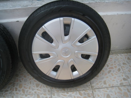 ขายกะทะล้อ  Mitsubishi Mirage ขอบ 14"  4/100 +ฝาครอบ+ยางปี 12 (081-3747940)
