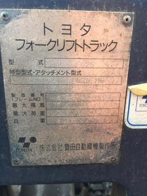 TOYOTA 5FG25 รถเก่าญี่ปุ่น งาฮิ้งฟอล์ค กระดก-เท งาได้ TOYOTA 5FG25 รถเก่าญี่ปุ่น งาฮิ้งฟอล์ค กระดก-เท งาได้