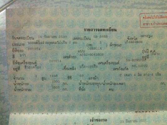 ขายรถยนต์ โตโยต้า โคโร่น่า โดเรม่อน