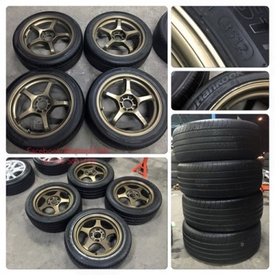 ขายล้อ 16" Lenso กว้าง7 4รู100 พร้อมยาง ปี12 ราคา7,900฿