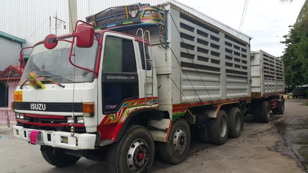 ขายรถพ่วง 20 ล้อ แม่-ลูก กระบะเหล็กคอกเกษตรดั้ม ISUZU 210 วางเครื่อง HINO P11C-320 แรง เกียร์อีตั้น รถสวย ยางเต็ม ราคาย้อมๆ1250000 ต่อรอง จัดแนนซ์ได้