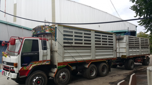 ขายรถพ่วง 20 ล้อ แม่-ลูก กระบะเหล็กคอกเกษตรดั้ม ISUZU 210 วางเครื่อง HINO P11C-320 แรง เกียร์อีตั้น รถสวย ยางเต็ม ราคาย้อมๆ1250000 ต่อรอง จัดแนนซ์ได้