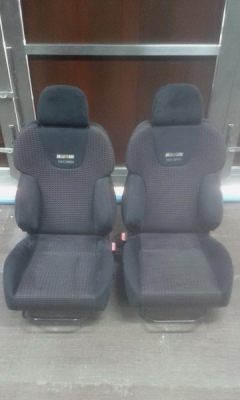 เบาะคู่หน้าRECAROแท้รุ่นRALLI ARTของMitsuปีกดำผ้ากลางแดงลายตรางดำ+รางแท้