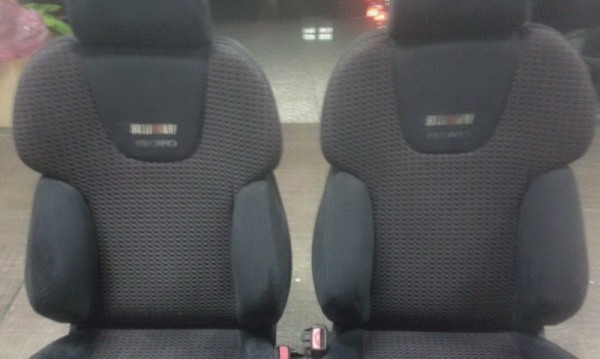 เบาะคู่หน้าRECAROแท้รุ่นRALLI ARTของMitsuปีกดำผ้ากลางแดงลายตรางดำ+รางแท้