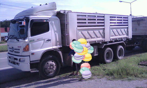 ขายดาวน์รถบรรทุก 22 ล้อพ่วงแม่ลูกดัมพ์ HINO MEGA 344 แรงม้าปี 2557 ลูกพ่วง 3 เพลา ขายดาวน์ 650000