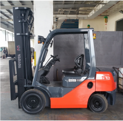 จำหน่ายรถ Forklift Toyota 2.5 ตัน ดีเซล 8FD25 (นำเข้า) เสา 3 ท่อน 6 เมตร + Side Shift (ทำสีแล้ว)