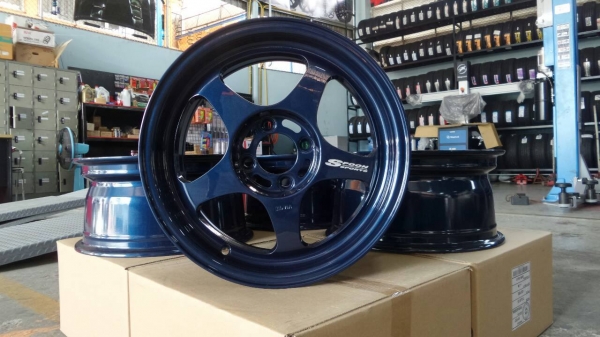 ล้อ SPOON ขอบ15 กว้าง7 นิ้ว 4H100 สี DARK BLUE