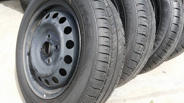 ล้อกะทะมิราจ ยางdunlop 165 65 14 ใหม่ถอดป้ายแดง