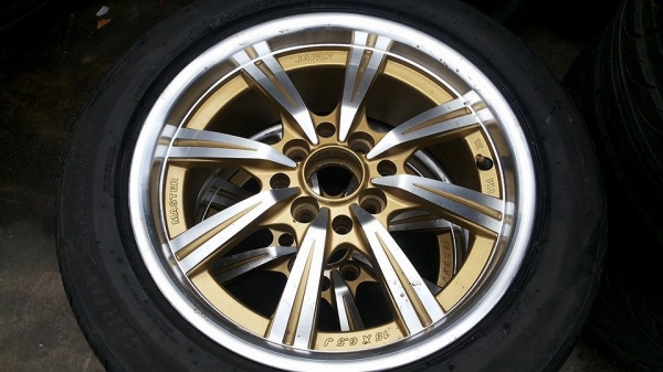 ล้อแม็ก 4รู100&times;114 ขอบ15x6.5 ยางบริสโตน my02 195 55 15 ปี14