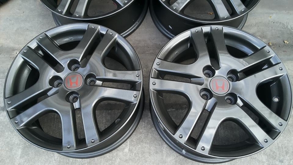 ล้อ Honda jazz ขอบ15 4รู100 สีรมดำใหม่ สวยๆ