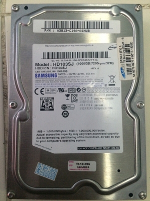 HDD SATA 1 TB SAMSUNG 7200rpm-32M ไม่เหลือง ไม่Bad ประกันเหลือถึง 10-2016 เหลือประกัน1ปีกว่า ประกัน Advice