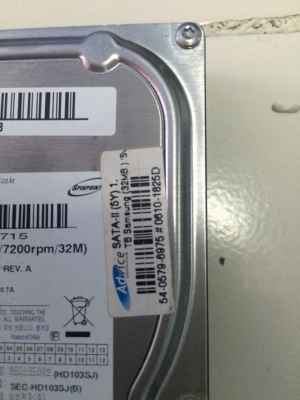 HDD SATA 1 TB SAMSUNG 7200rpm-32M ไม่เหลือง ไม่Bad ประกันเหลือถึง 10-2016 เหลือประกัน1ปีกว่า ประกัน Advice
