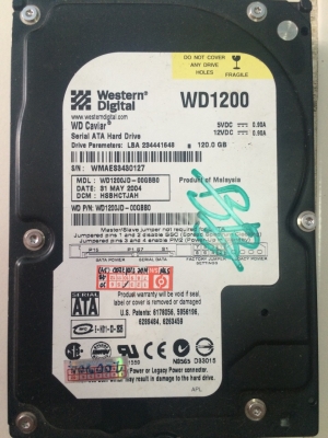 HDD SATA 120 GB WD ไม่เหลือง ไม่Bad ประกัน14วัน