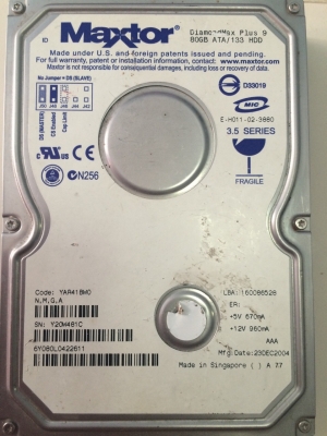 HDD IDE 80 GB Maxtor ไม่เหลือง ไม่Bad ประกัน14วัน