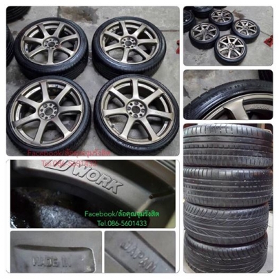 ขายล้อ 18" แท้ W Work Emotion กว้าง7.5. 4รู100/114 พร้อมยาง ปี14 ราคา8,500฿