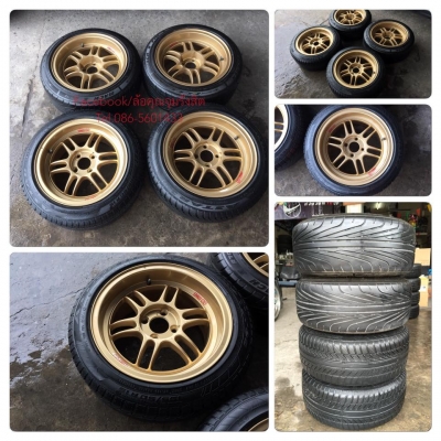 ขายล้อแม็กซ็ขอบ15 RPF1 กว้าง8 4รู100 ยางปี10-11 ราคา 10,500฿