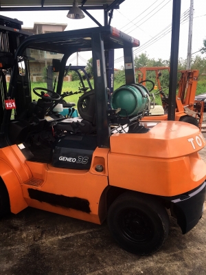 ขายรถ FORKLIFT ยี่ห้อ TOYOTA ขนาด3.5ตัน เครื่องยนต์เบนซิล เกียร์ธรรมดา ยกสุง3.5เมตร