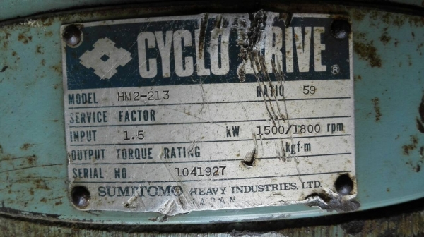 ====== Sold Out!! ====== มอเตอร์เกียร์ Sumitomo Cyclo Drive 2 HP. มีเบรคในตัว ไฟ 380 V.อัตราทด 1:59 วิ่งเงียบ โทร 089-2499-123 นครปฐม