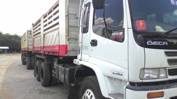 ขายรถบรรทุก 22 ล้อพ่วงแม่ลูกดัมพ์ ISUZU DECA 320 แรงม้าปี 2551 ลูกพ่วงสามมิตร 3 เพลาปี 2551 ราคา 1950000