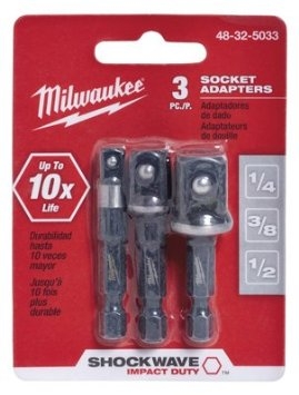Milwaukee Shockwave Socket Adapter Set (48-32-5033) 1/4" 3/8" 1/2"