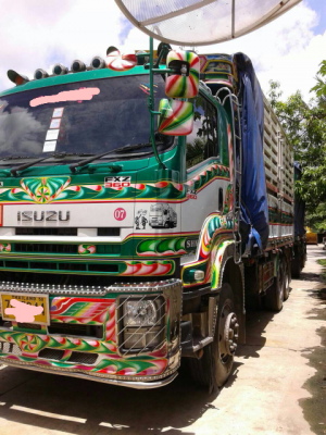 ขายรถบรรทุก 24 ล้อพ่วงแม่ลูกรั้วไม่ดัมพ์ ISUZU DECA 360 แรงม้าปี 2555 ลูกพ่วง 3 เพลา ราคา 2400000