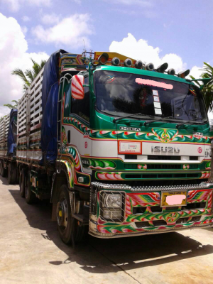 ขายรถบรรทุก 24 ล้อพ่วงแม่ลูกรั้วไม่ดัมพ์ ISUZU DECA 360 แรงม้าปี 2555 ลูกพ่วง 3 เพลา ราคา 2400000