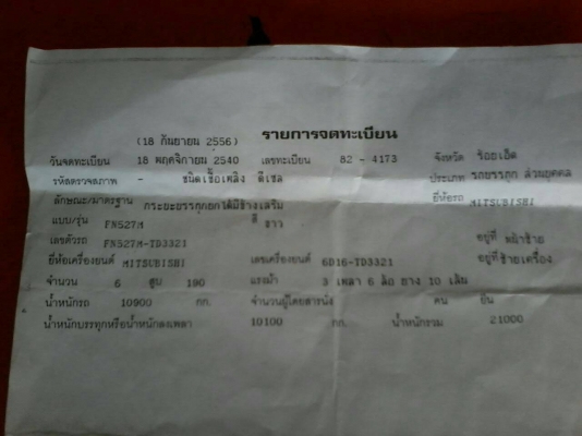 สิบล้อ มิตซู FUSO FN527-TD 220โบ 2เพา สภาพดีสวยพร้อมใช้งาน ทะเบียนพร้อมโอน