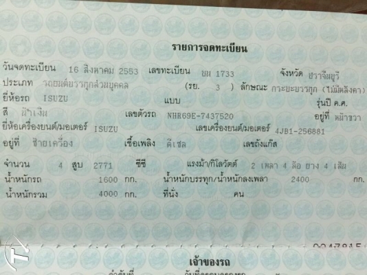 ขาย 4 ล้อ NHR69E ป้ายเล็กไม่ติด ราคา 275000 บาท ขาย 4 ล้อ NHR69E ป้ายเล็กไม่ติด ราคา 275000 บาท