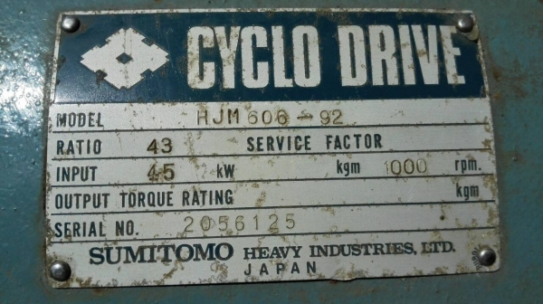 **เหลือ 2 ตัว**มอเตอร์เกียร์ Sumitomo 60 HP. 980 RPM 380V ทด 1:43 (22rpm) ของใหม่ยังไม่เคยใช้งาน