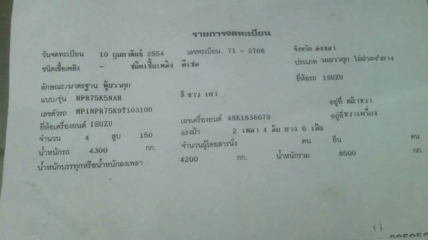 ขาย 6 ล้อตู้เปียก ยาว 5 เมตร ISUZU NPR 150 ปี 54 คัสซีสวยตลอดเส้น เครื่องดี แอร์เย็น ทะเบียนครบพร้อมโอนครับ