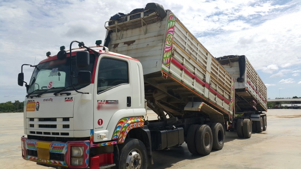 ขายรถพ่วง 22 ล้อ แม่.ลูก กระบะเหล็กดั้ม อู่.พิรุน ISUZU 360 ปี.55 ราคา.2600000 สนใจโทรเลยครับ