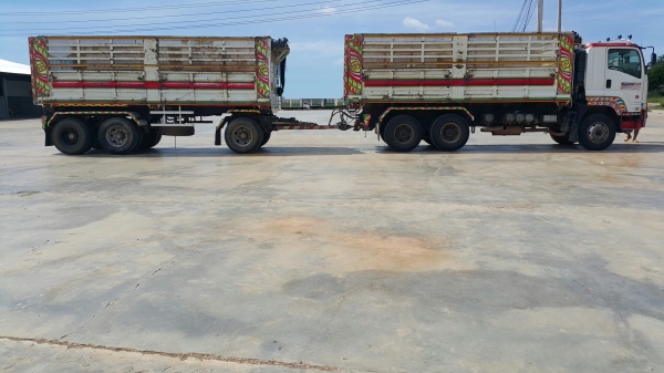 ขายรถพ่วง 22 ล้อ แม่.ลูก กระบะเหล็กดั้ม อู่.พิรุน ISUZU 360 ปี.55 ราคา.2600000 สนใจโทรเลยครับ