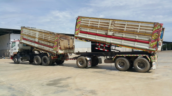 ขายรถพ่วง 22 ล้อ แม่.ลูก กระบะเหล็กดั้ม อู่.พิรุน ISUZU 360 ปี.55 ราคา.2600000 สนใจโทรเลยครับ