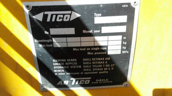 ***ปรับราคาร้อนนน!!*** เครนพับ TICO Made in Sweden 1600 KG. ใหม่แกะลัง โทร 089-2499-123 นครปฐม