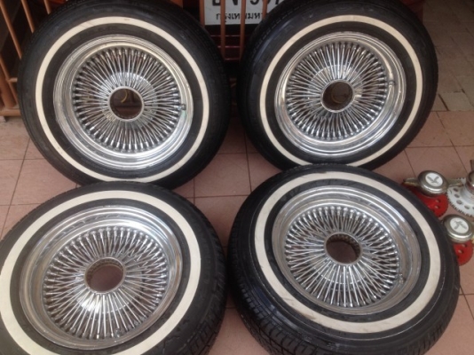 ล้อซี่ลวด อเมกา เเท้ขอบ14ติดยางขอบขาวของเก่าญี่ปุ่นสภาพสวยตามรูปครับ