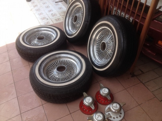 ล้อซี่ลวด อเมกา เเท้ขอบ14ติดยางขอบขาวของเก่าญี่ปุ่นสภาพสวยตามรูปครับ