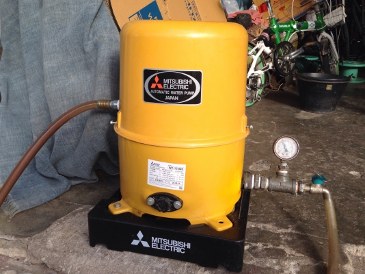 ขายปั้มน้ำอัตโนมัติ Mitsubishi 150W สภาพสวยมากเดิมๆ ผลิตปี 2556 ตรวจเช็คแรงดันเรียบร้อยแล้ว ไม่มีรั่วซึม พร้อมใช้งาน