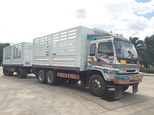 ขายรถพ่วง22ล้อ ISUZU DECA 320 ยูโรทู กระบะเหล็กไม่ดัมพ์ คอกสูงอู่สหกิจ เครื่องเดิม เกียร์เดิม
