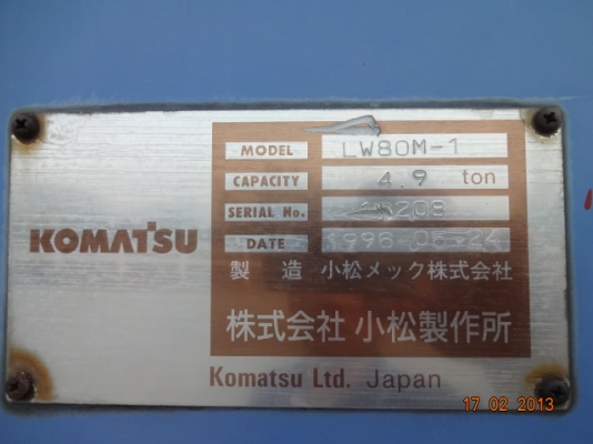 .ขายรถเครน 8 ตัน KOMATSU LW80M-1 ปี 1996 สภาพดีพร้อมใช้งาน นำเข้าจากญี่ปุ่น ยังไม่เคยผ่านงานในไทย พร้อม ทะเบียน .ขายรถเครน 8 ตัน KOMATSU LW80M-1 ปี 1996 สภาพดีพร้อมใช้งาน นำเข้าจากญี่ปุ่น ยังไม่เคยผ่านงานในไทย พร้อม ทะเบียน